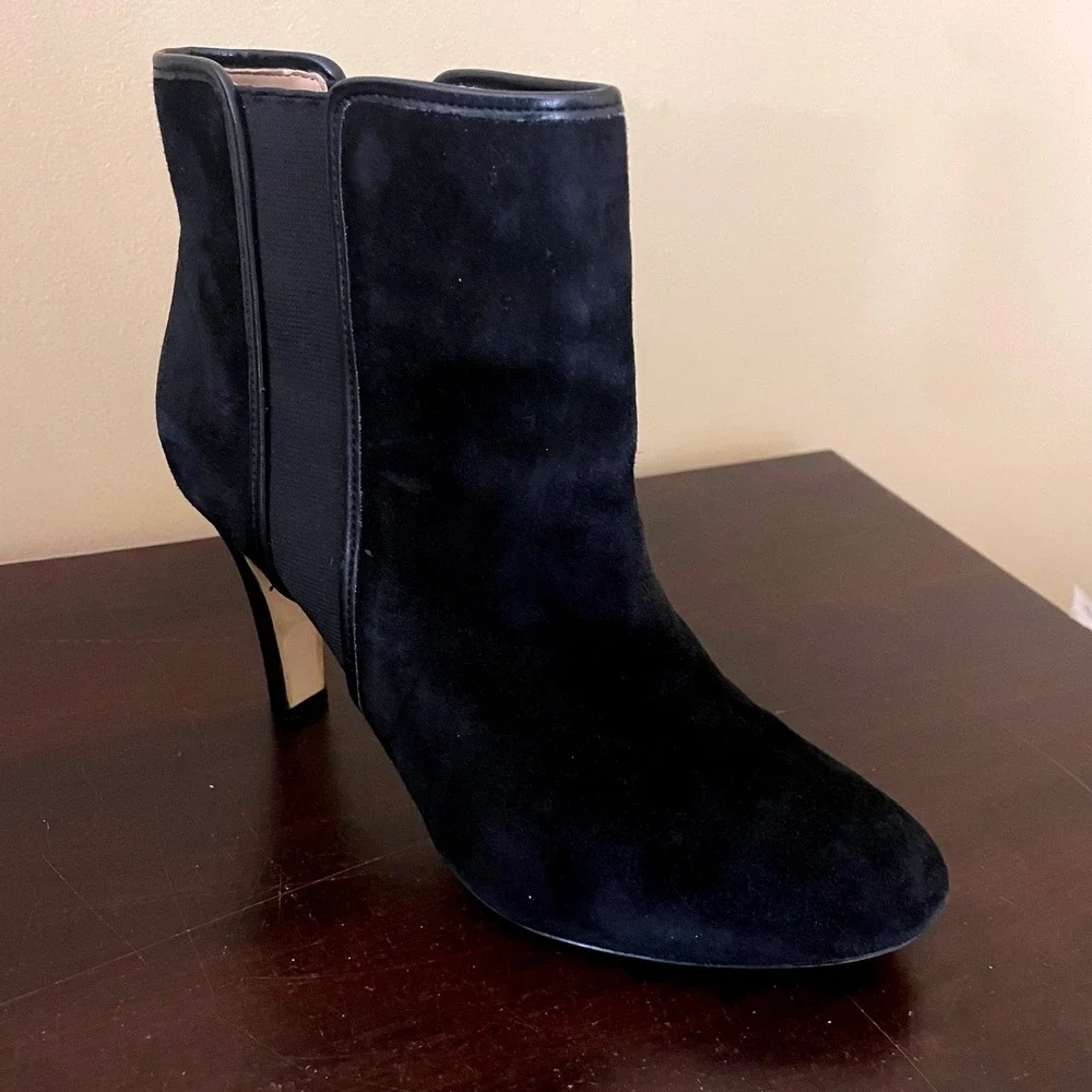 Banana Republic Black Suede Ankle Boots Stiletto Heel‎ Elastic Gusset Womens 9M